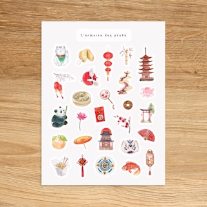 CHINA Theme Sticker Sheet / Travel  Planner Stickers / Vacation Planner & Journal Sticker Sheet