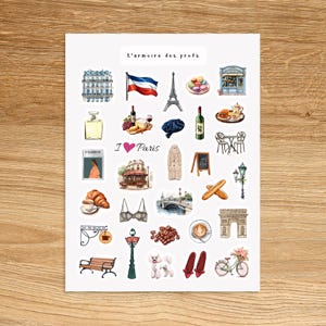 FRANCE Travel Planner Stickers, Paris Vacation Holiday Adventure Calendar Sticker Pack, Cozy Adventure Explore Scrapbooking Decor