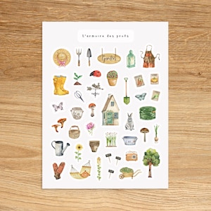 GARDEN Theme Sticker Sheet, Gardening Flowers Planner Stickers, Spring Cottage Home Vegetables Stickers for Planner & Journal Sticker Sheet