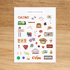 CASINO Stickers for Planners Journals and Notebooks, Las Vegas Travel Holiday Planner Stickers, Cozy Adventure Explore Around the World