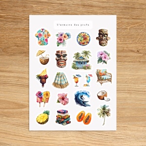 TROPICAL Reise Urlaub Location Sticker Sheet, Sommer Abenteuer Dschungel Rund um die Welt Junk Journal Sticker