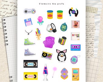 Y2K 90s 2000s Millennial Planner Stickers, 90's Kid Trendy, Early 2000s Aesthetic, Millennial Sticker Pack, Retro Stickers