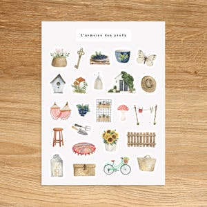 GARDEN Theme Sticker Sheet, Gardening Flowers Planner Stickers, Spring Cottage Home Vegetables Stickers for Planner & Journal Sticker Sheet