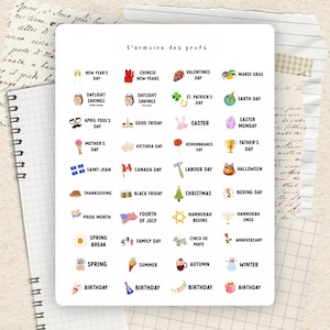 Holiday Planner Stickers, Seasonal Planner Stickers, Celebration Stickers, Birthday Holiday Icons, Calendar Reminder Stickers