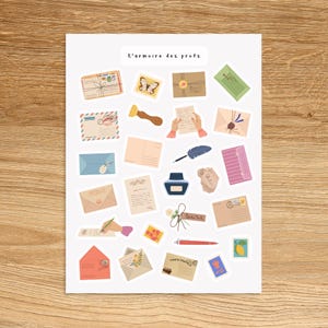 MAIL Post Office Letters Theme Sticker Sheet / Vintage Planner & Journal Sticker Sheet / Retro Stickers