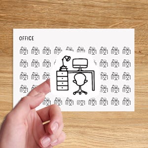 OFFICE Mini Icon Stickers for Planner / Work From Home Icon Stickers / Desk Minimal Planner Stickers