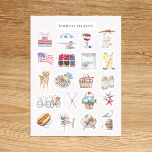 FORTH OF JULY Independence Day Sticker Sheet, 4th of July Patriotic America American Stickers, Holiday Hello July Summer
