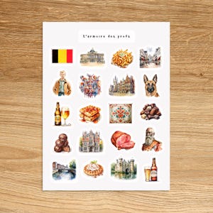 Adesivi per pianificatore di viaggio BELGIO, pacchetto di adesivi per calendario di avventure e vacanze, decorazioni per scrapbooking per esplorare avventure accoglienti