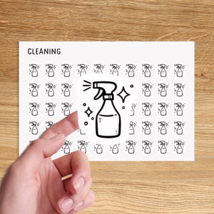 CLEANING Mini Icon Stickers for Planner / Household Icon Stickers / Cleaning Spray Minimal Planner Stickers / Chores Icon Stickers
