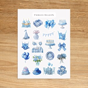 BIRTHDAY Gingham Celebration Stickers, Happy Birthday Party Holiday Cute Junk Journal Stickers