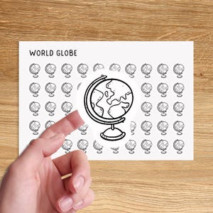 WORLD GLOBE ミニアイコンステッカー / 休暇ミニマル機能プランナーステッカー / 旅行ミニマリストステッカー / 地球ステッカー