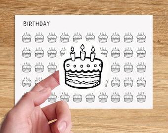 BIRTHDAY CAKE Mini Icon Stickers / Minimal Functional Planner Stickers / Minimalist Stickers