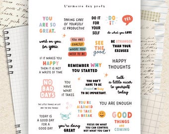 Affirmation Stickers, Self Love Planner Stickers, Motivational Quote Stickers, Positive Quotes for Journal, Mental Health Stickers