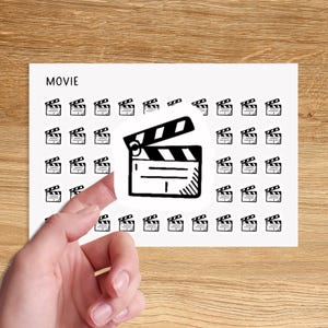 CLAPPERBOARD Mini Icon Stickers / Cinema Minimal Functional Planner Stickers / Theatre Minimalist Stickers