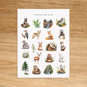 FOREST Animals Stickers, Woodland Animals Junk Journal Stickers, Countryside Woods Cottagecore Rustic Stickers
