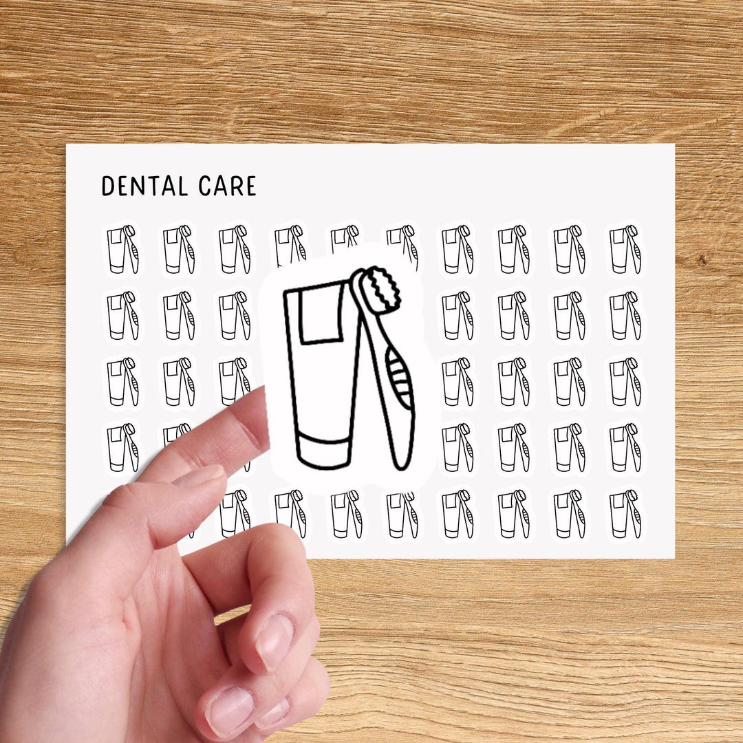 Toothbrush Printable Stickers TOOTHBRUSH Mini Icon Stickers for Planner / Dentist Icon Stickers ...
