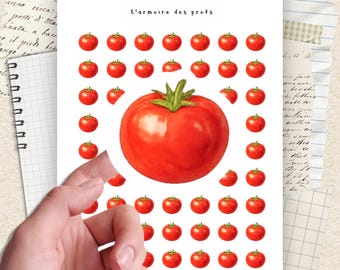 Aufkleber für die Gemüseplanung, Tomatenaufkleber, Einkaufsaufkleber, Speiseplanaufkleber, Lebensmittelaufkleber, Mini-Symbolbogen