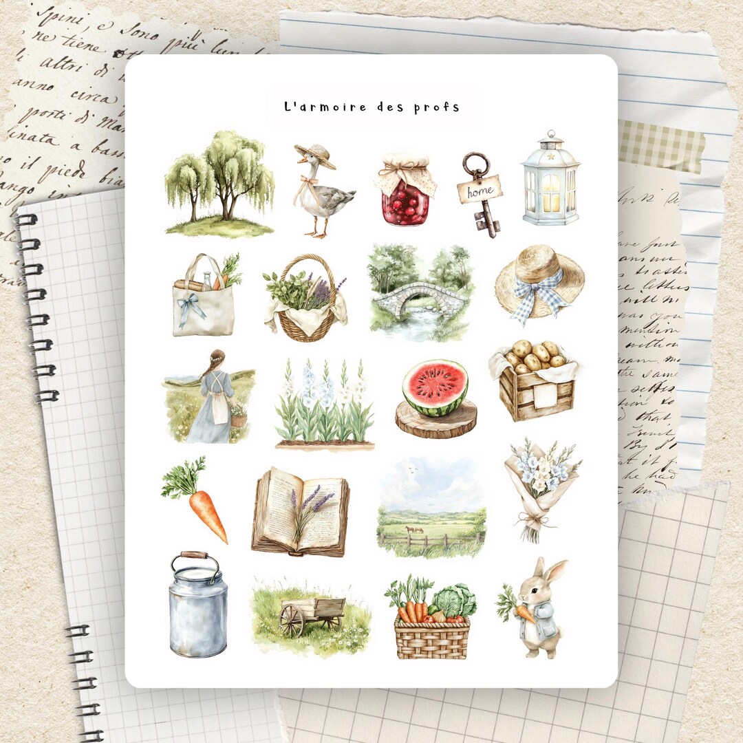 Cozy Garden Cottagecore Sticker Sheet, Farmhouse Planner Stickers ...