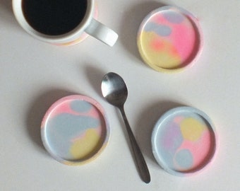 4pc Colorful Tie Dye Fabric Drink Coaster Gift Set