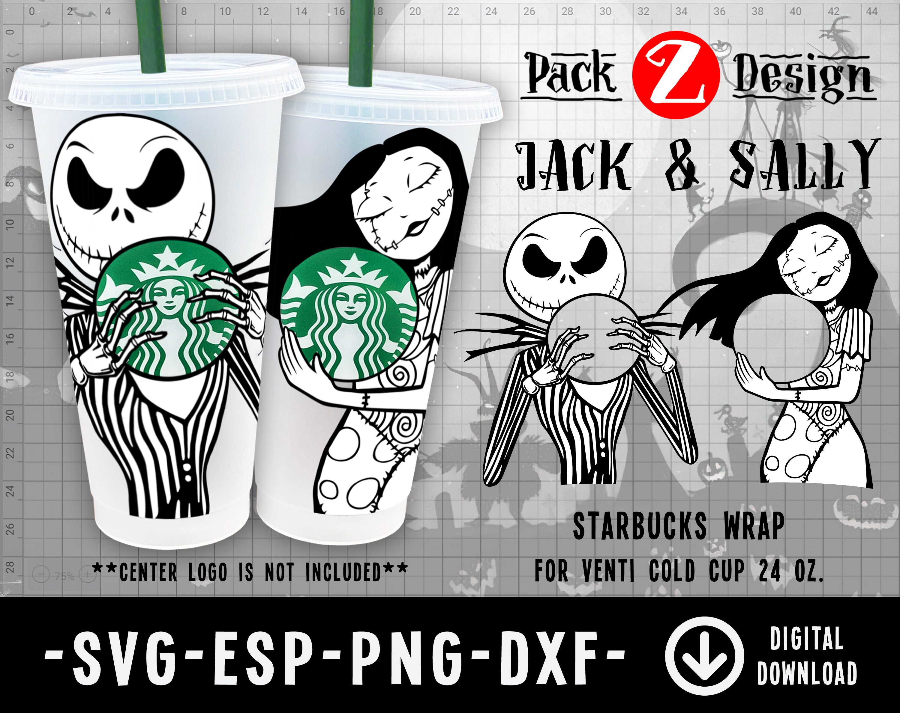 Jack And Sally Starbucks Cold Cup SVG, Full Wrap for Starbucks Venti …