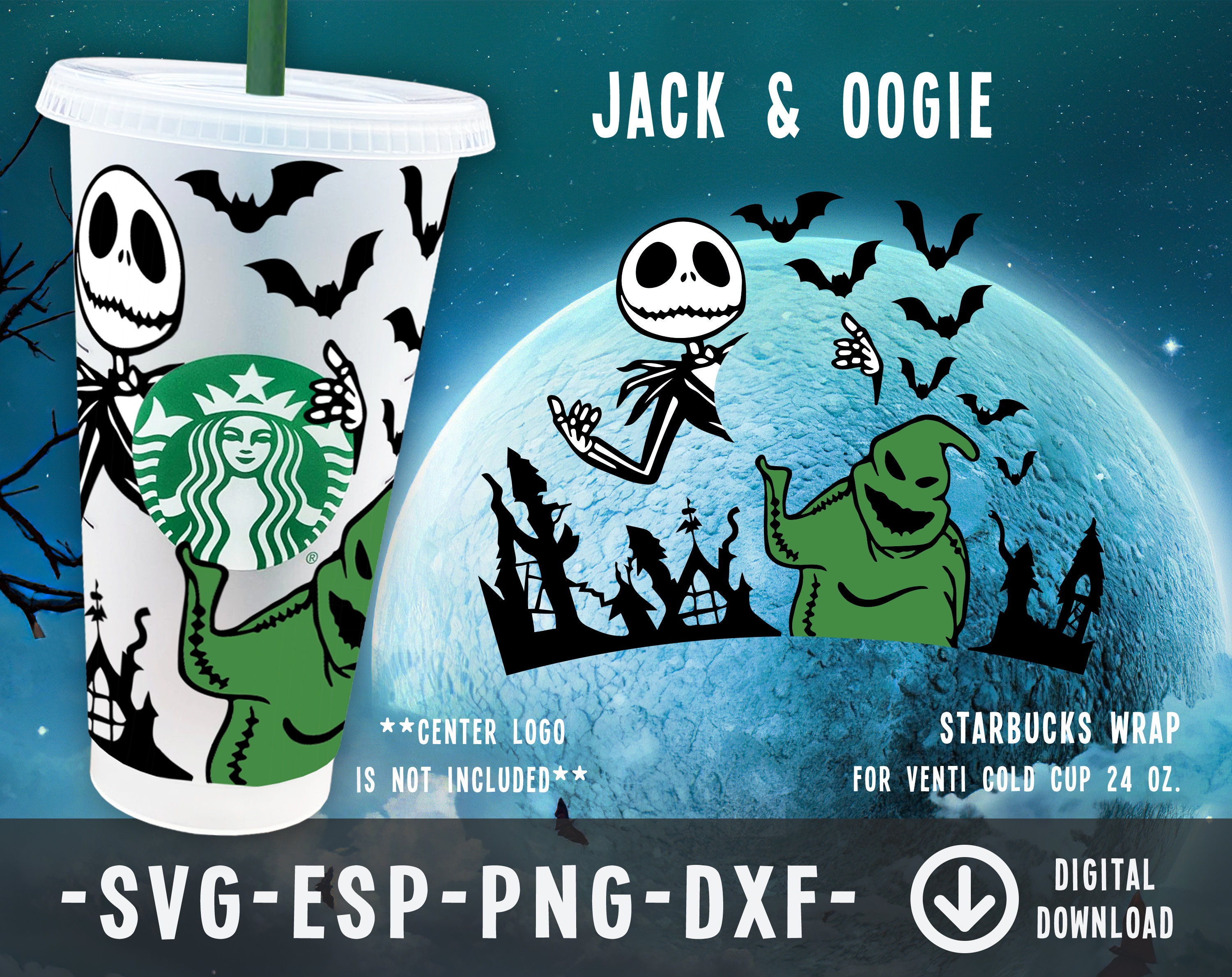 Jack And Oogie Boogie's Starbucks Cold Cup SVG, Full Wrap for Sta…