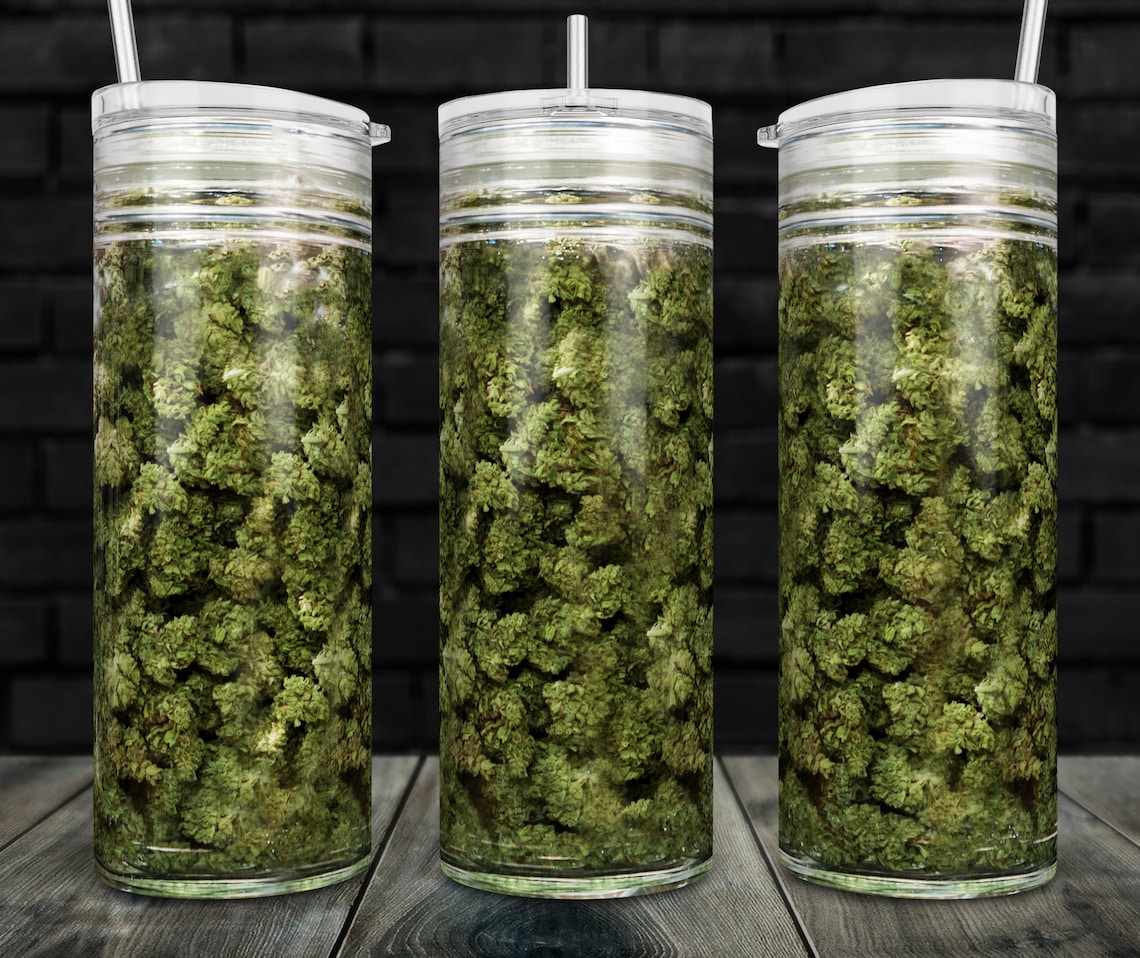 Cannabis Jar Marijuana Jar 20oz Skinny Tumbler Design Etsy
