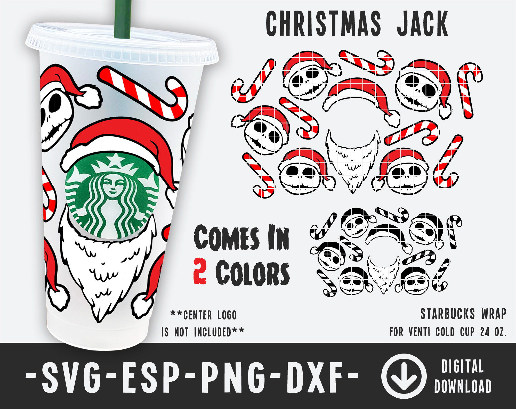 Jack Before Christmas Starbucks Cold Cup SVG, Full Wrap for Starbucks…
