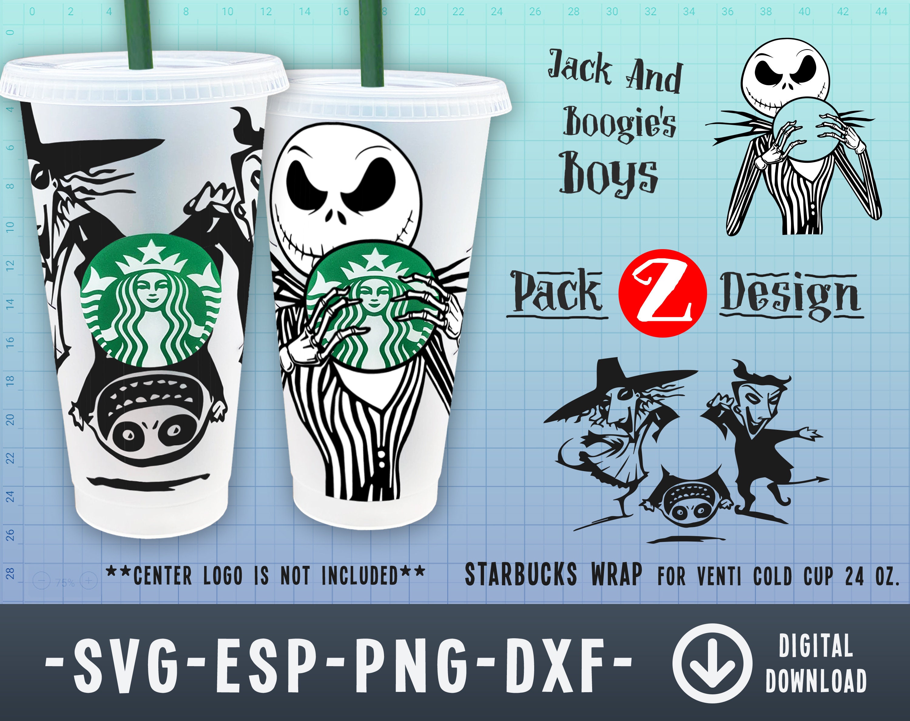 Jack And Boogie's Boys Starbucks Cold Cup SVG, Full Wrap for Star…