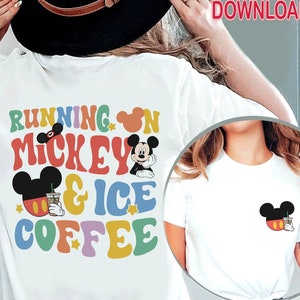 Running On Mickey And Iced Coffee PNG File, Mickey Mouse Instant Download, Coffee Lover, Mickey Coffee, Mickey Minnie, Digital File