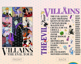 Villains Eras Tour Png, Villains Evil Tour Png, Concert Music Design, Maleficent, Ursula, Evil Queen, Png Digital Download