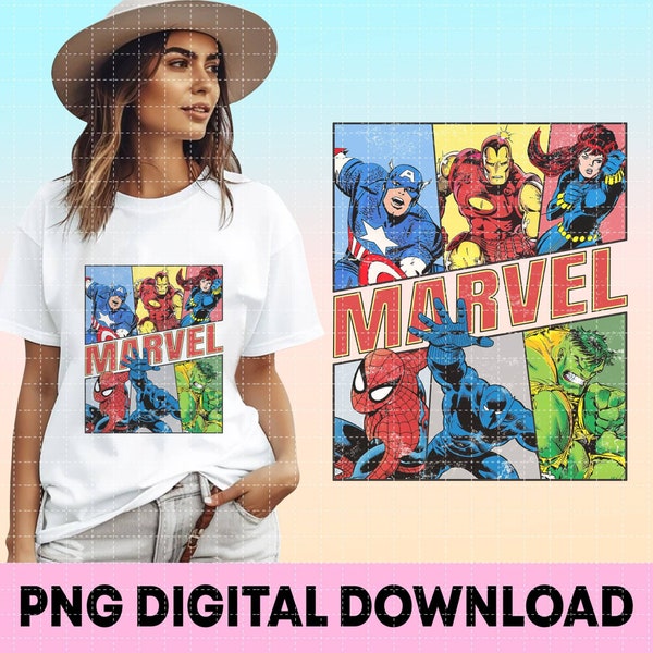 Avengers Team PNG | Avengers Shirt | Spider-Man Shirt | Captain America Shirt | Iron Man | Superhero Shirt | Digital Download