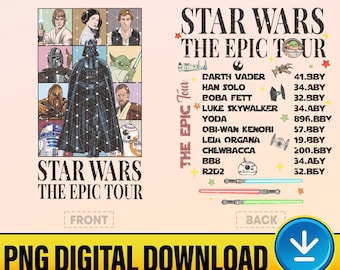 Two-sided Starwars The Epic Tour Png, Retro Galaxy's Edge Characters, Starwars Family Matching, Disneyland, Digital File
