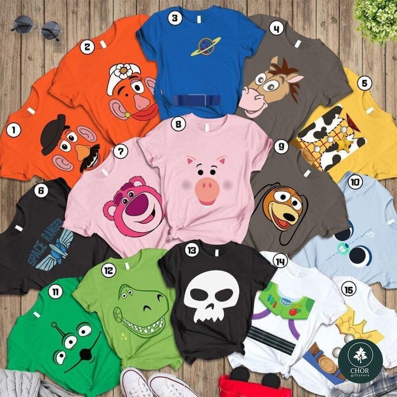 Toy Story Costume Halloween Shirt, Woody Buzz Lightyear Jessie Tomato Head Costume Shirt, Family Halloween Shirt, Halloween Party 2026 Shirt zdjęcie 1