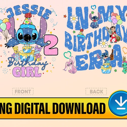 Cumpleaños de niña de Disneyland Stitch personalizado Png, En mi era de cumpleaños, Cumpleaños personalizado de Disneyland Png, Cumpleaños de niña Png, Descarga digital