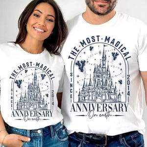 Personalized Magical Anniversary Shirt, Disneyland Couple Vacation Tee, Disneyworld Castle Celebrating Shirt, Disneyland Wedding Anniversary image 1
