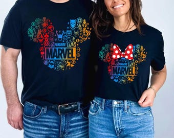 Avengers Mickey Minnie Couple Shirt, Avengers Superhero Shirt, Matching Family Shirts, Superhero Squad Symbol Group Matching Shirt