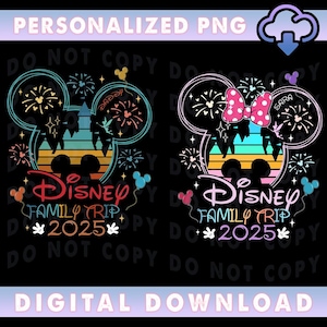 Personalized DisneyTrip Family Matching PNG, Disneyland Vacation T-shirt, Family Matching Shirt, Magical Castle PNG, Family Trip 2025