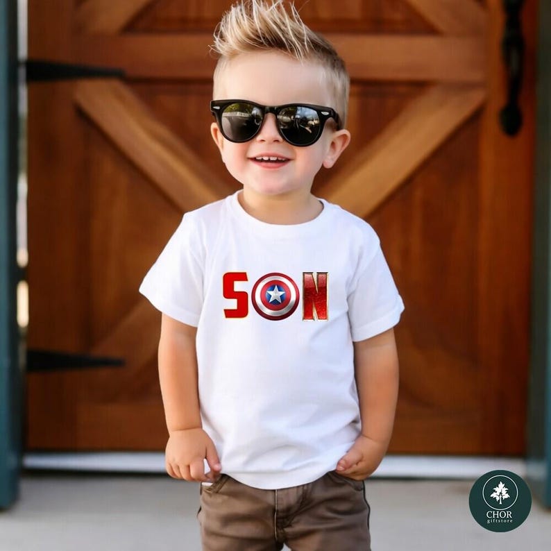 Avengers Father And Son Shirt, Superhero Dad And Son Matching Tee, Daddy And Me Shirts, Captain America, Fathor, Fathers Day Gifts afbeelding 3