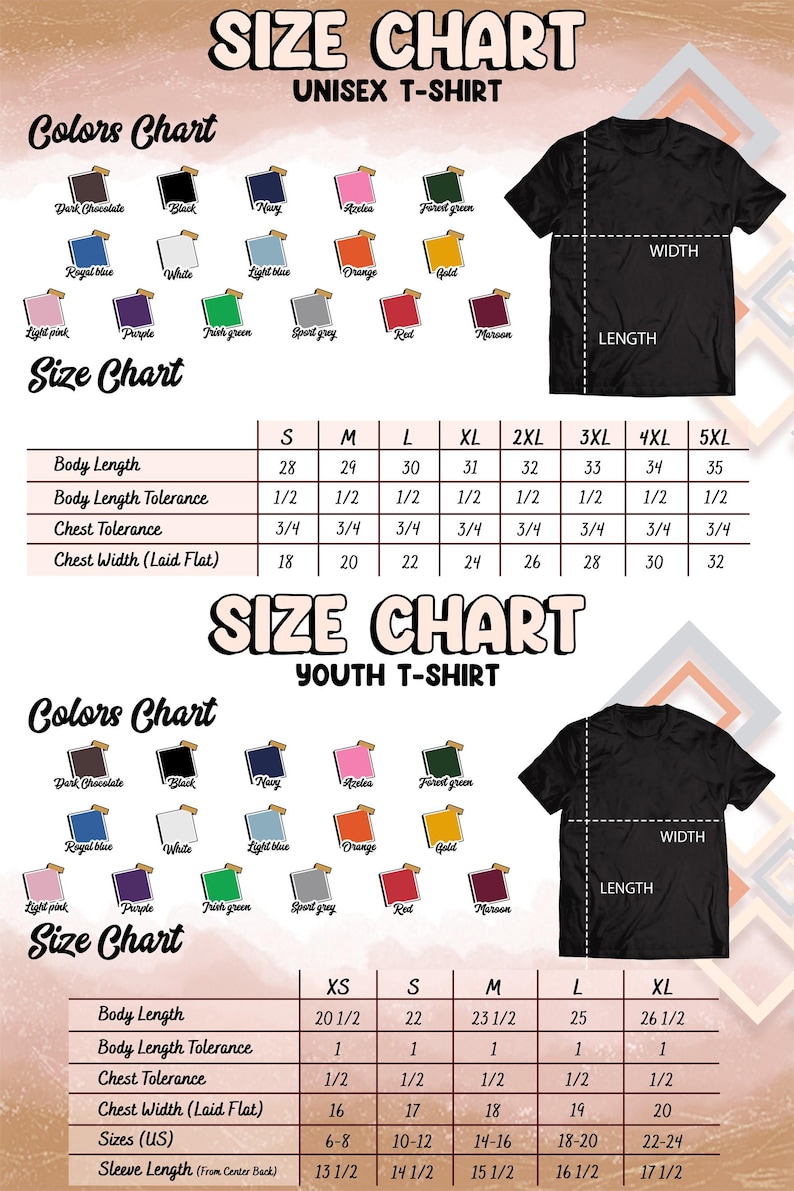 the size chart of a t - shirt for men and women