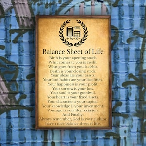 Accountant Accounting Accountancy And Balance Sheet Of Life Poster Bedroom Home Living Decor Wall Art Print Poster