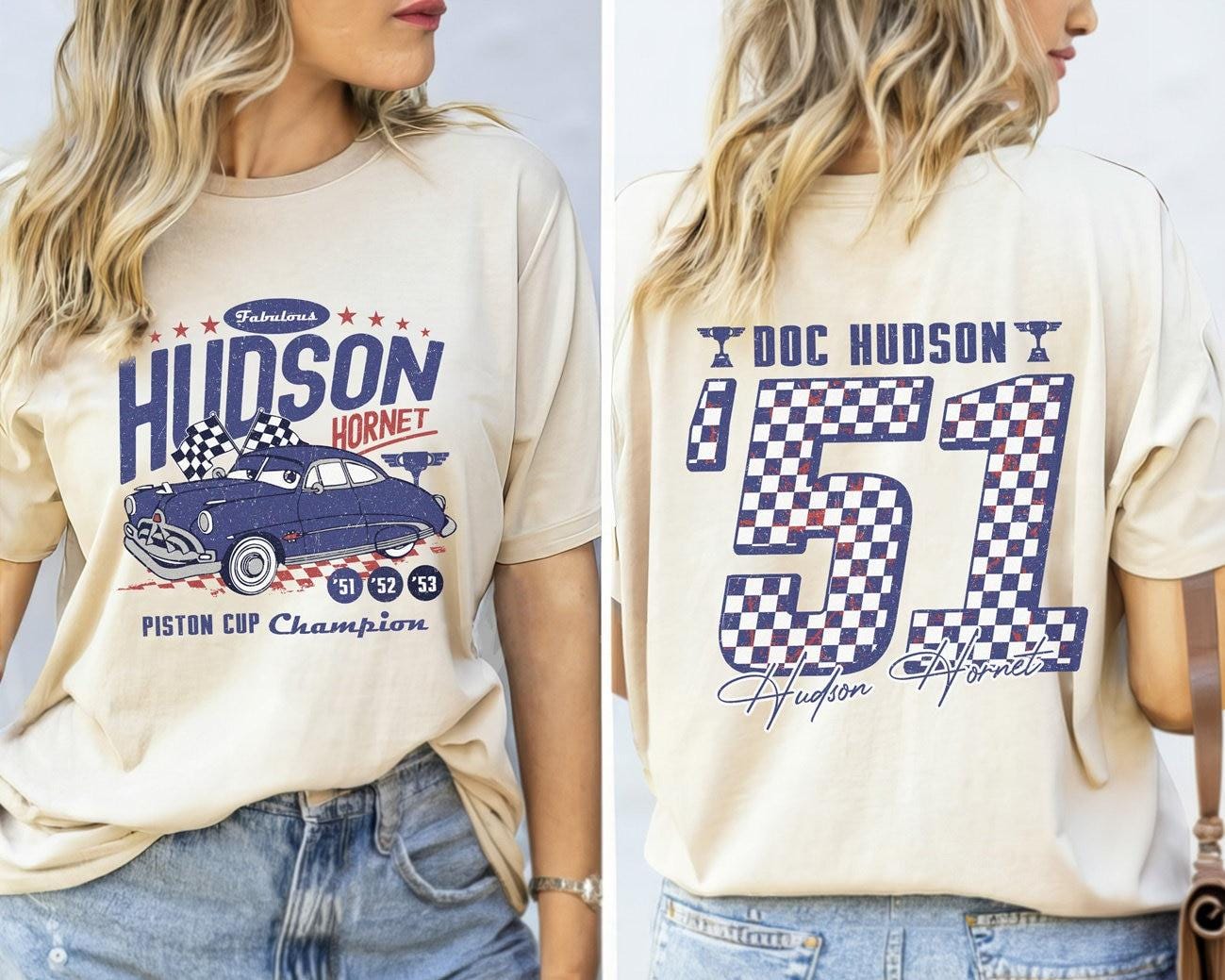 Vintage Doc Hudson 51 The Fabulous Hudson Hornet Cars Movie Shirts, Retro Disneyland Cars Shirts, Cars Land Shirt, Disneyworld 2025 Trip