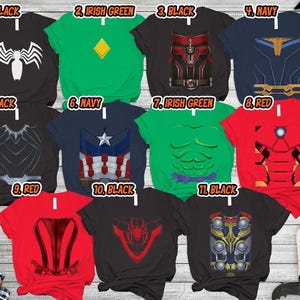 Avengers Costume Shirt, Avengers Team Shirt, Spider Man Iron Man Captain America Costume Superhero Costume, Family Halloween Costume Shirt image 1