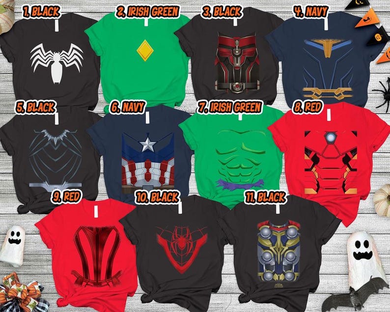 Avengers Costume Shirt, Avengers Team Shirt, Spider Man Iron Man Captain America Costume Superhero Costume, Family Halloween Costume Shirt image 1