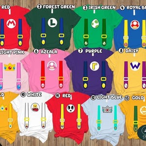 Mario Family Matching Costume Shirts, Yoshi Princess Peach Bowser Luigi Shirt, Princess Costume, Super Mario Family Halloween Costume Shirts image 3