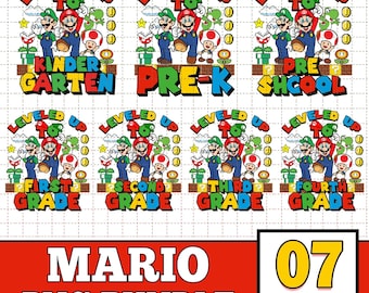 Super Mario Back To School Png, Mario KinderGarten Png, Princess Peach Tshirt, Mario Teacher Png, Mario First Day Of School Digital Download