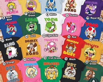 Family Super Mario Costume Matching Shirt, Halloween Super Mario Family Shirt, Mario Group Costume Bros Luigi Yoshi Peach Bowser Toad Shirt