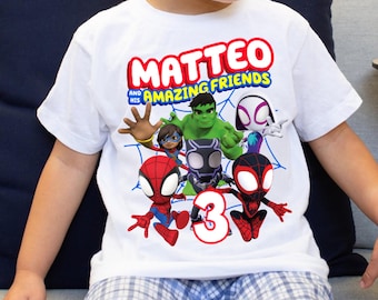 Spidey Superhero Birthday Boy Shirt, Spidey Birthday Family Shirts, Spidey and His Amazing Friends Birthday Shirt, Custom Spidey Shirt