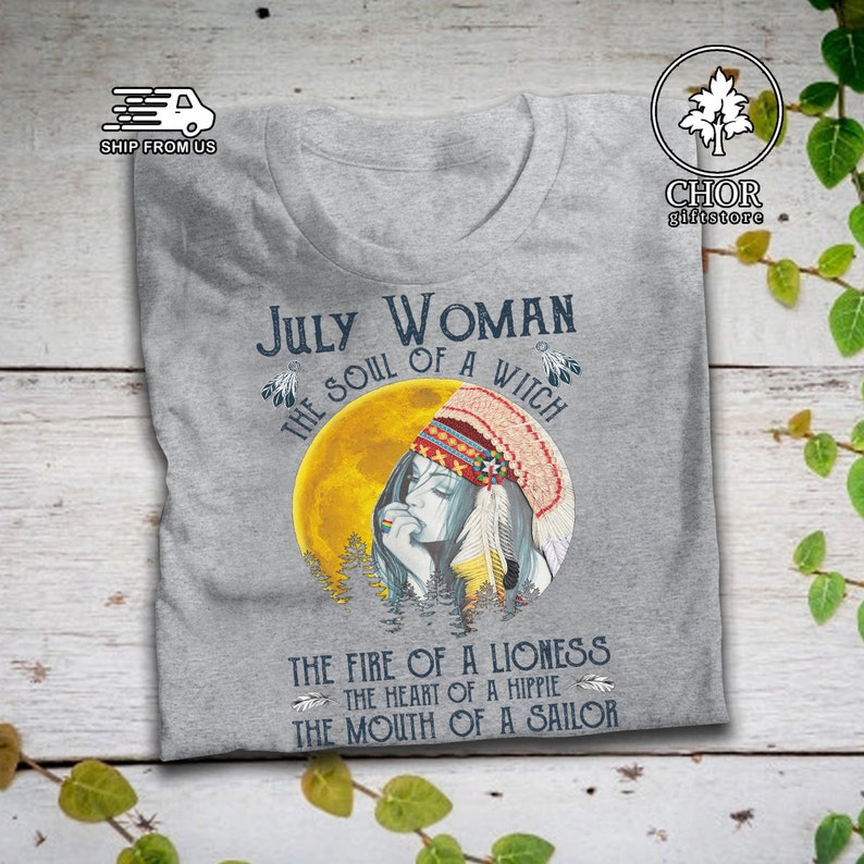 Birthday Gifts Native American Native Blood T Shirt July Woman The Soul Of A Witch Funny T Shirt