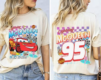 Two-sided Vintage Lightning Mcqueen Shirt, Radiator Springs Tee, Rusteze Cars Shirt, Cars Characters Tee, WDW Family Vacation Shirts