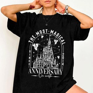 Personalized Magical Anniversary Shirt, Disneyland Couple Vacation Tee, Disneyworld Castle Celebrating Shirt, Disneyland Wedding Anniversary image 2